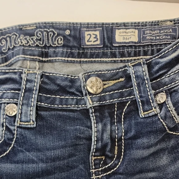 Miss Me Blue Boot Cut Jeans with Classic Indigo Wash - Picture 2 of 7